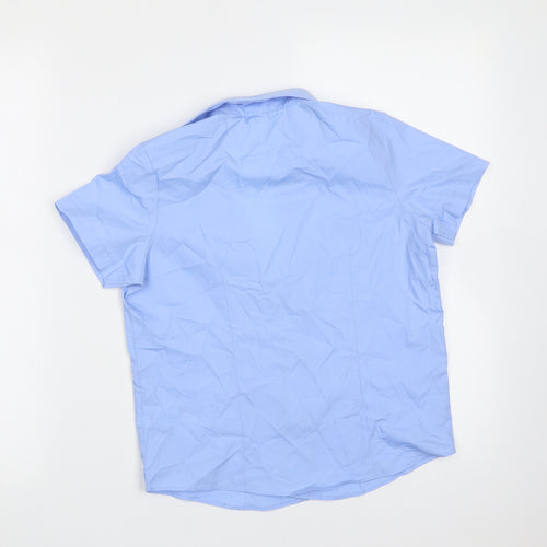 George Boys Blue  Polyester Basic Button-Up Size 8-9 Years Collared Button