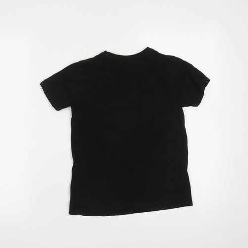 Primark Boys Black  Cotton Basic T-Shirt Size 8-9 Years Round Neck  - legend