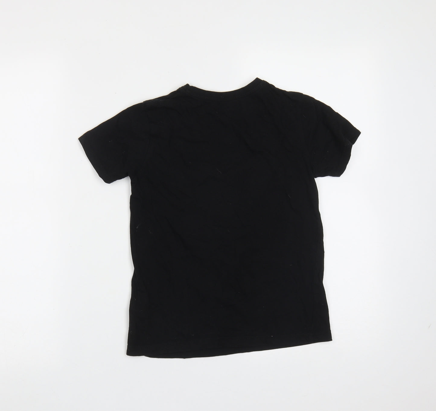 Primark Boys Black  Cotton Basic T-Shirt Size 8-9 Years Round Neck  - legend