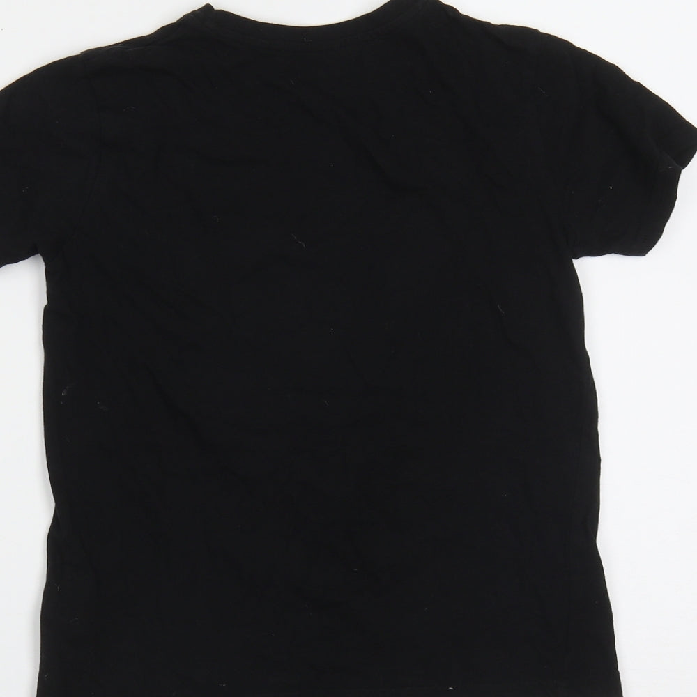 Primark Boys Black  Cotton Basic T-Shirt Size 8-9 Years Round Neck  - legend