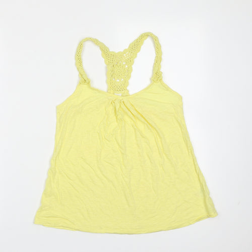 NEXT Womens Yellow  Cotton Basic Tank Size 12 Round Neck