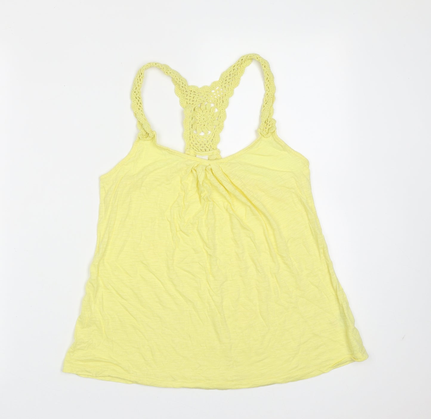 NEXT Womens Yellow  Cotton Basic Tank Size 12 Round Neck
