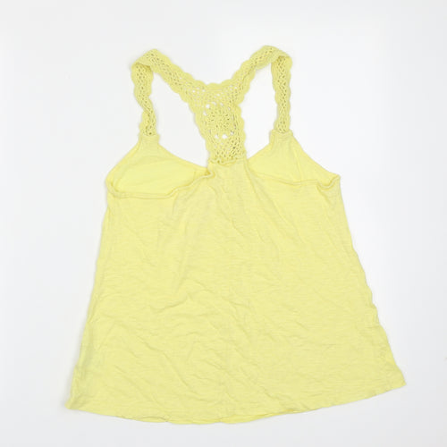 NEXT Womens Yellow  Cotton Basic Tank Size 12 Round Neck