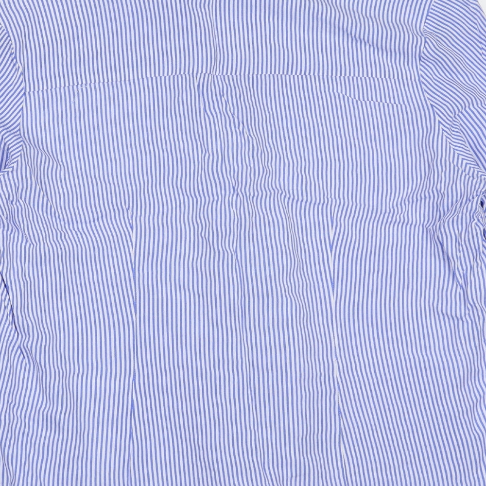 Primark Womens Blue Striped Polyester Basic Blouse Size 16 V-Neck