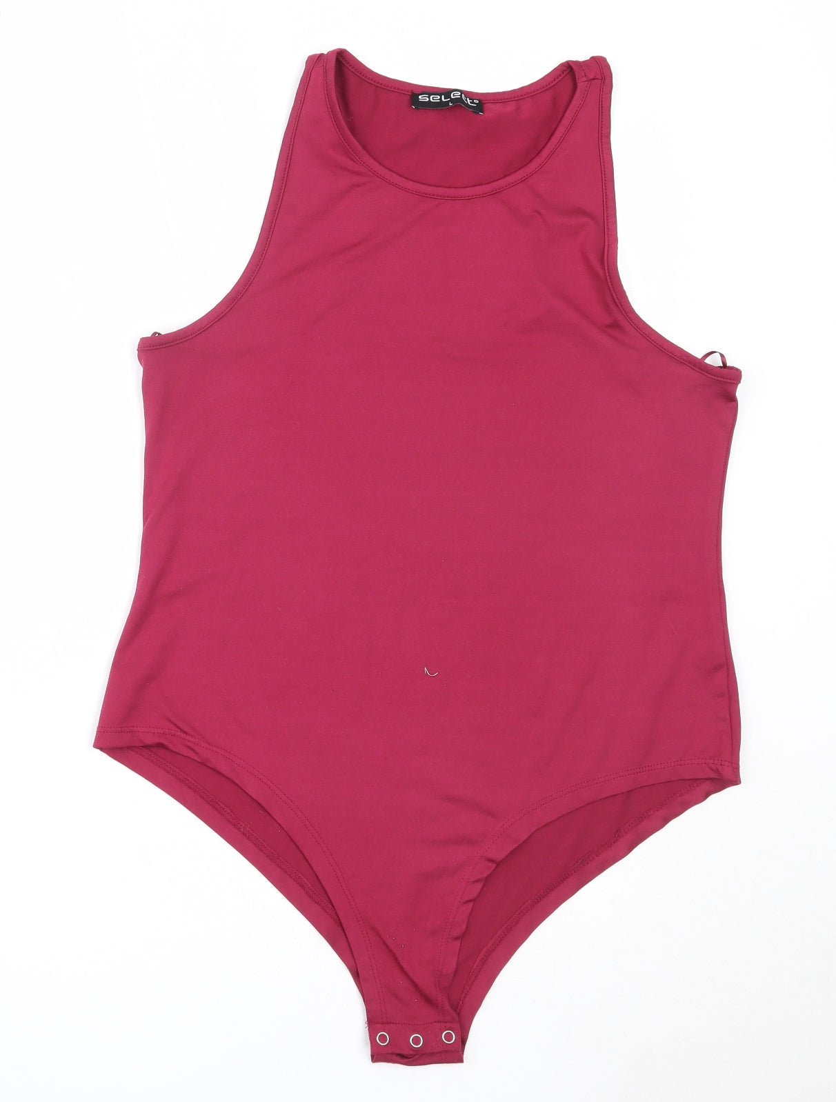 Select Womens Red  Polyester Basic Tank Size L Round Neck