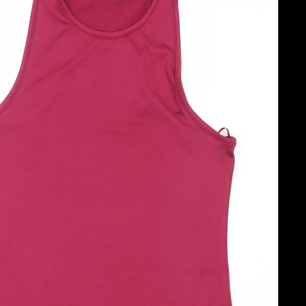 Select Womens Red  Polyester Basic Tank Size L Round Neck