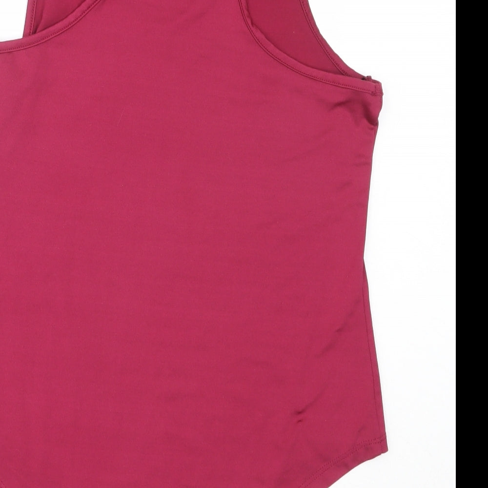 Select Womens Red  Polyester Basic Tank Size L Round Neck