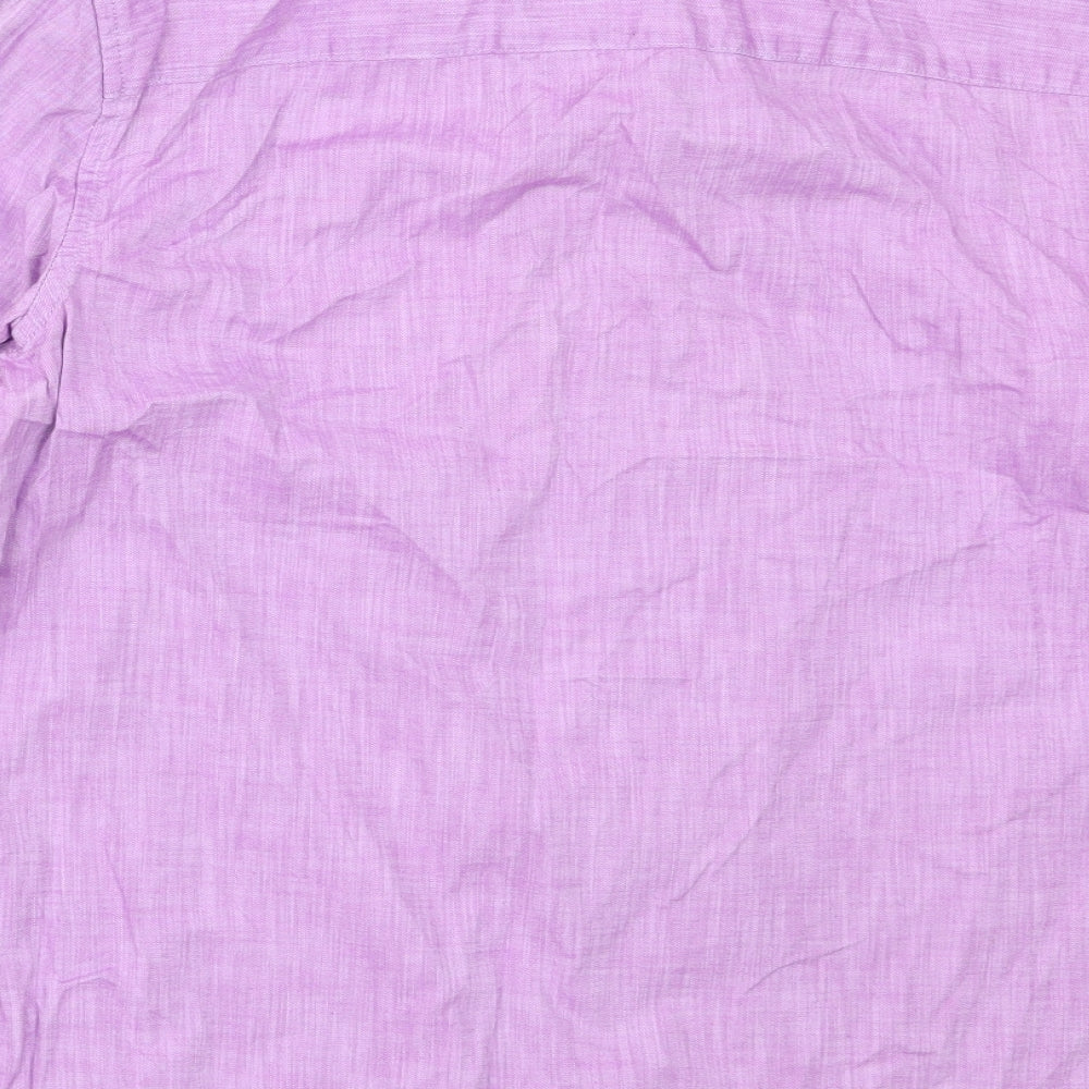 Lands' End Womens Purple  Cotton Basic Button-Up Size M Collared