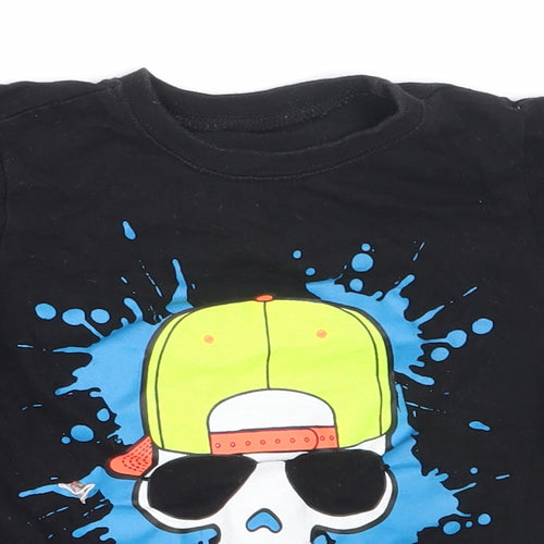 B&M Boys Black  Cotton Basic T-Shirt Size 5-6 Years Round Neck