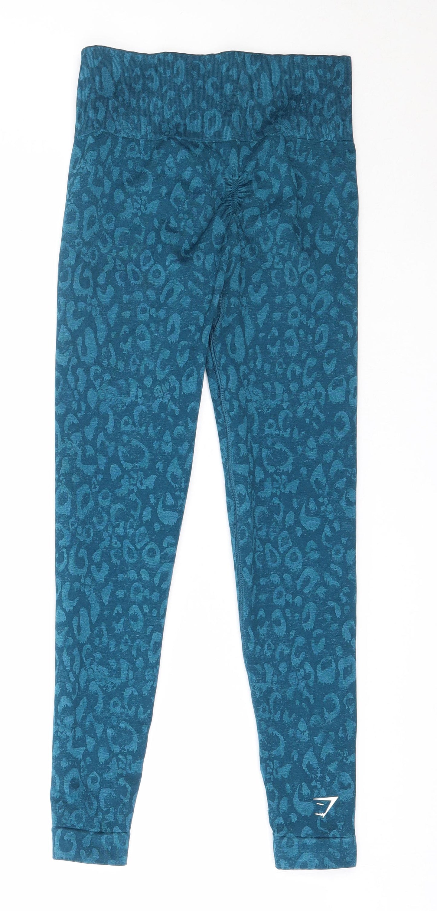 Gymshark Womens Blue Animal Print Polyamide Capri Leggings Size S L24.5 in Regular
