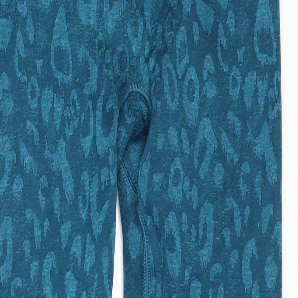 Gymshark Womens Blue Animal Print Polyamide Capri Leggings Size S L24.5 in Regular