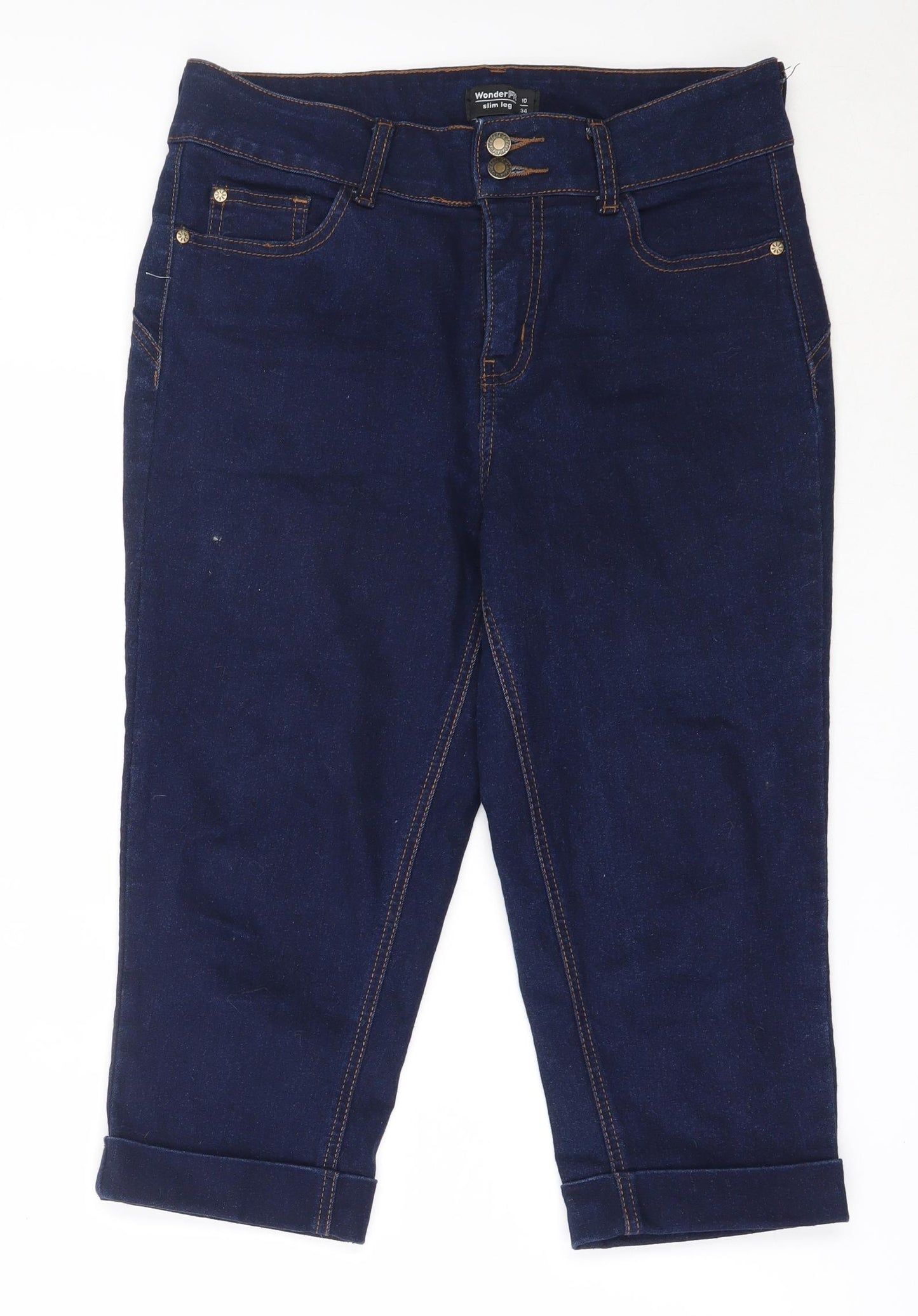 WonderFit Womens Blue  Cotton Cropped Jeans Size 10  Regular