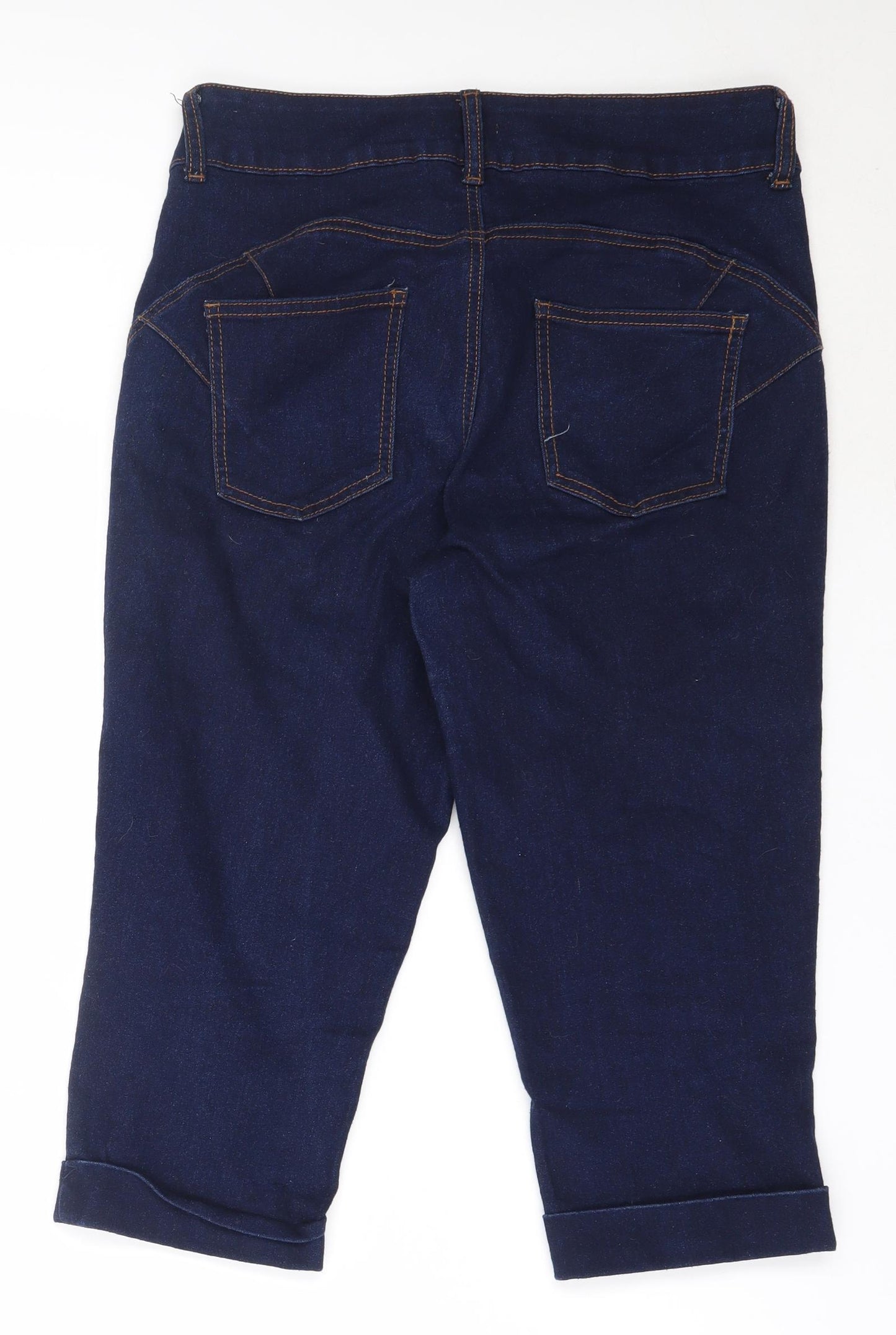 WonderFit Womens Blue  Cotton Cropped Jeans Size 10  Regular