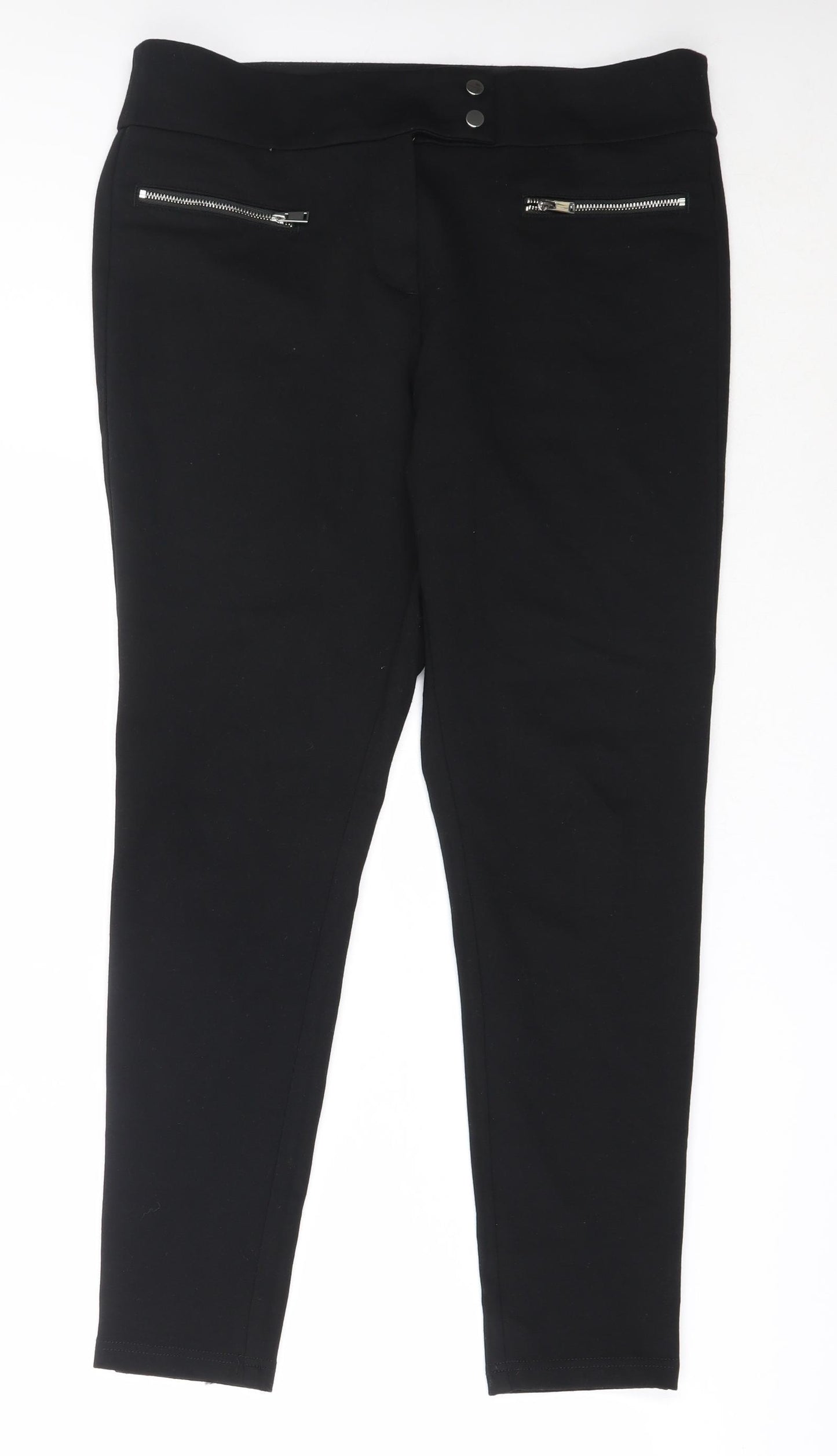 Preworn Womens Black  Polyester Capri Trousers Size 33 in L27.5 in Regular