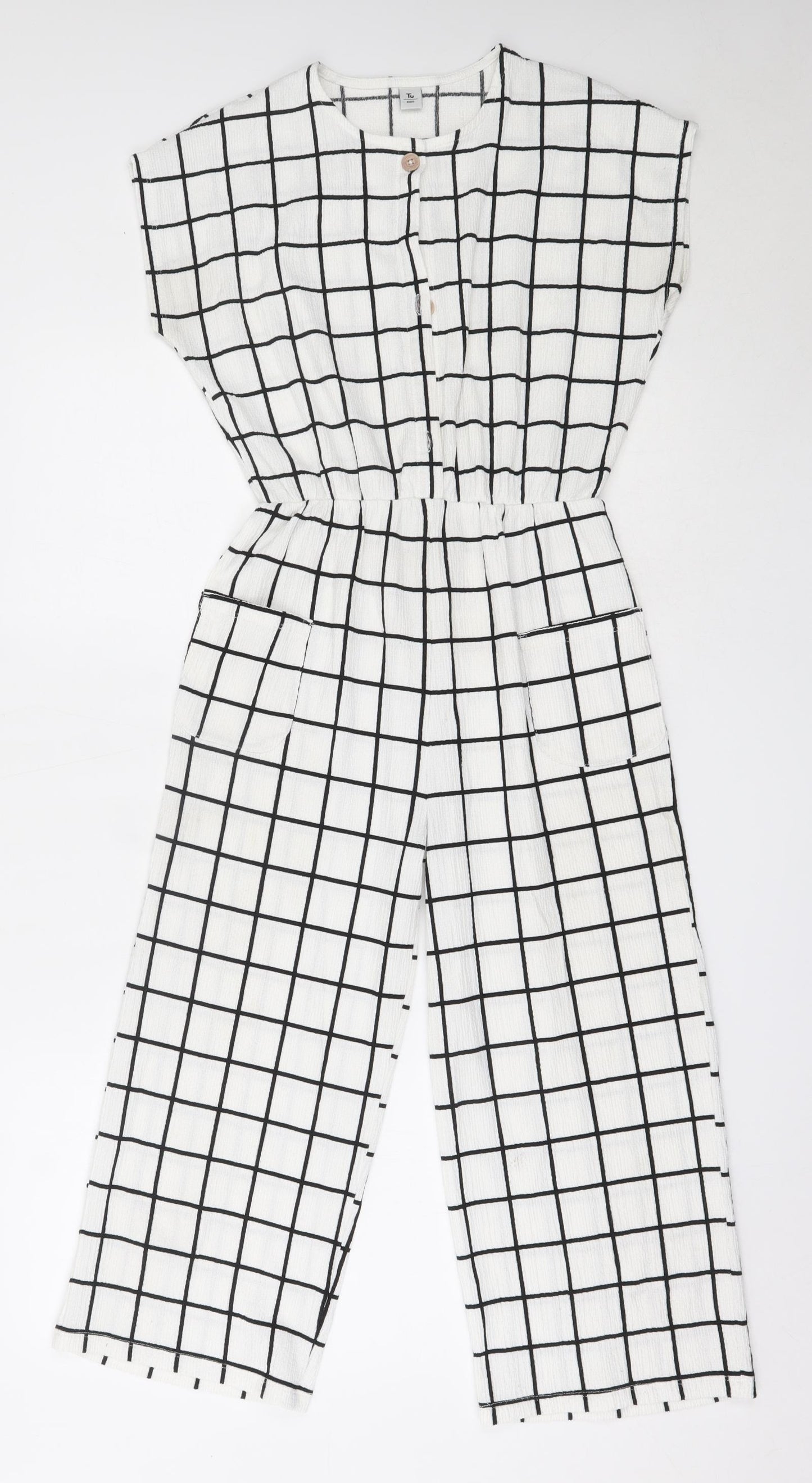 TU Girls White  Viscose Jumpsuit One-Piece Size 11 Years