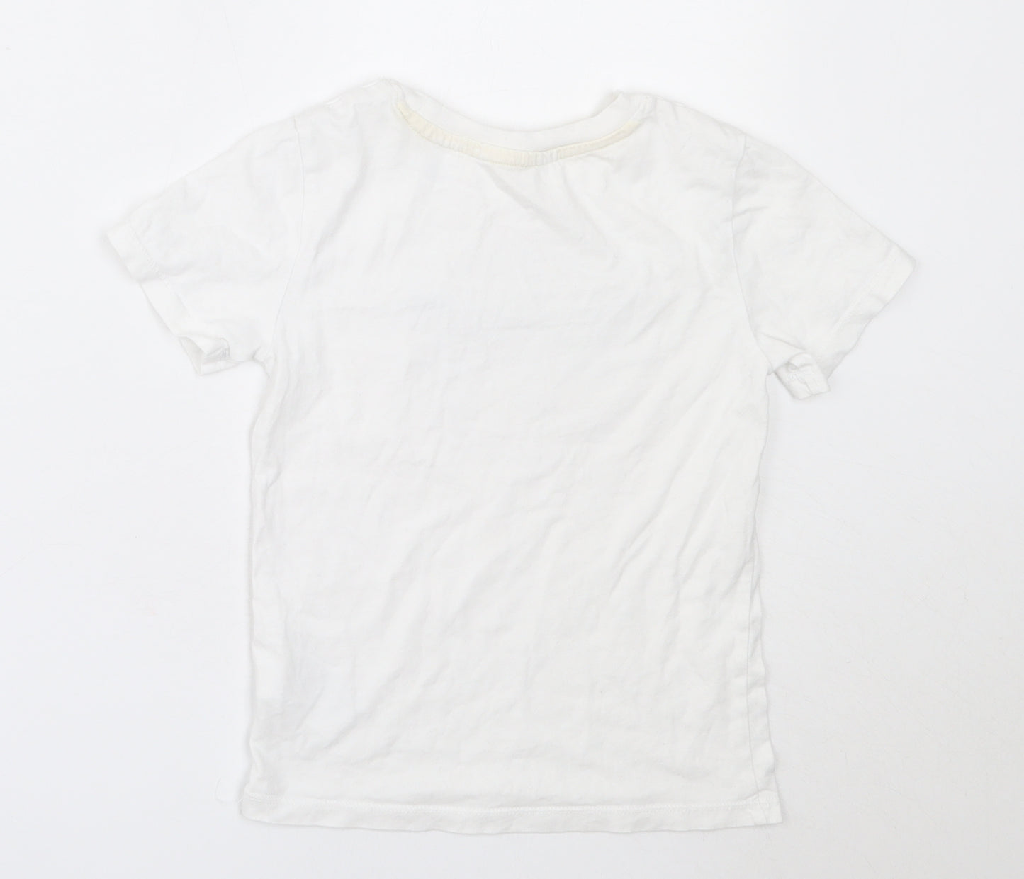 H&M Boys White  Cotton Basic T-Shirt Size 5-6 Years Round Neck  - superman
