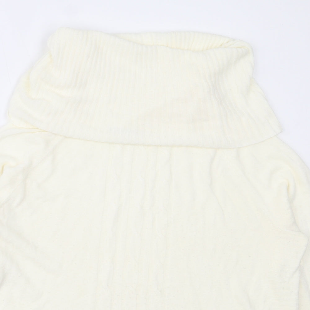 Mozaic Womens Ivory Roll Neck  Acrylic Pullover Jumper Size L