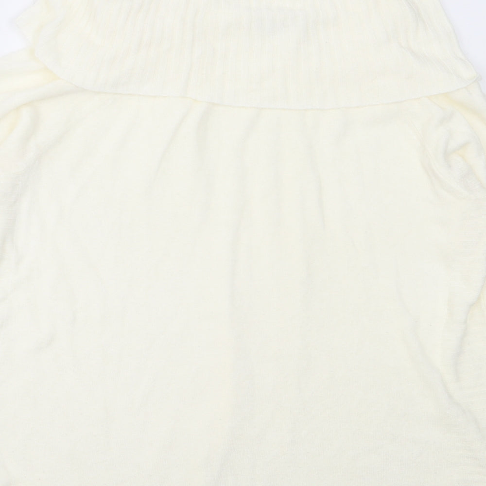 Mozaic Womens Ivory Roll Neck  Acrylic Pullover Jumper Size L