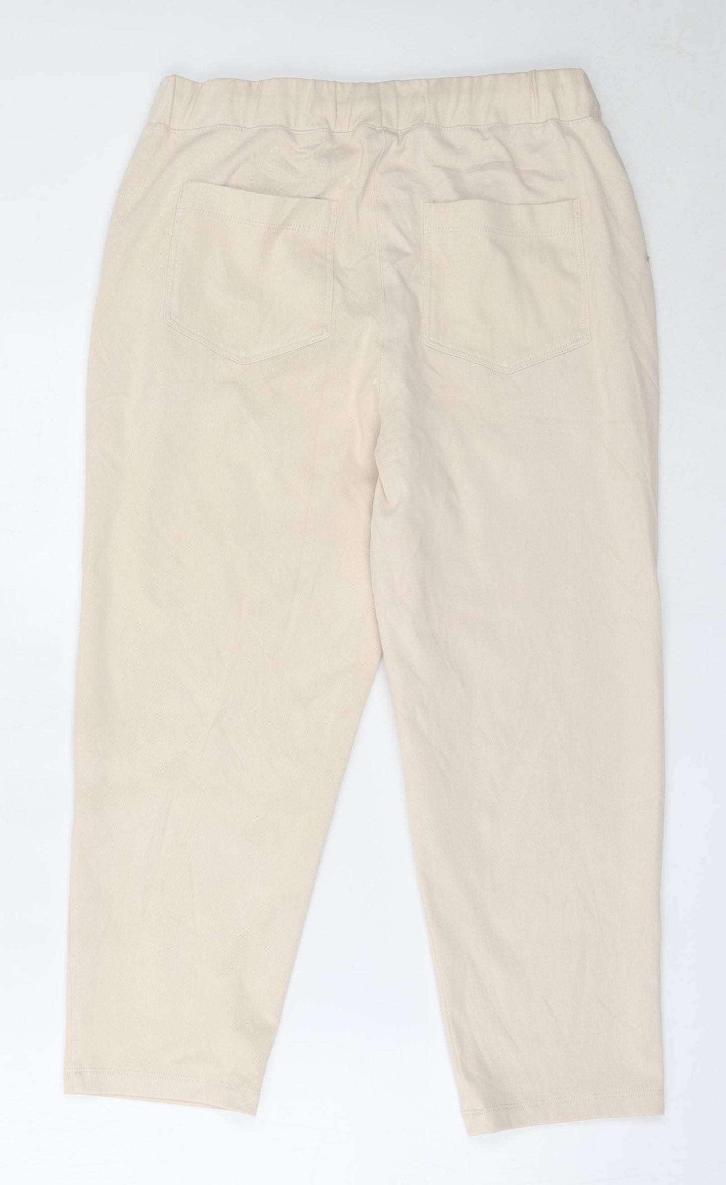 NEXT Womens Beige  Cotton Cropped Trousers Size 10 L22 in Regular