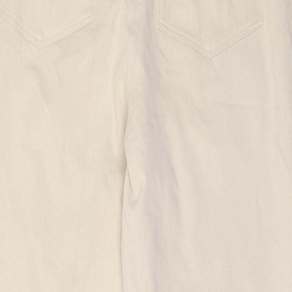 NEXT Womens Beige  Cotton Cropped Trousers Size 10 L22 in Regular