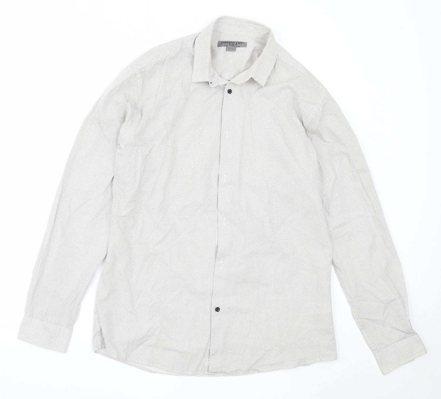 Cedar Wood State Mens Ivory  Cotton  Button-Up Size 16 Collared