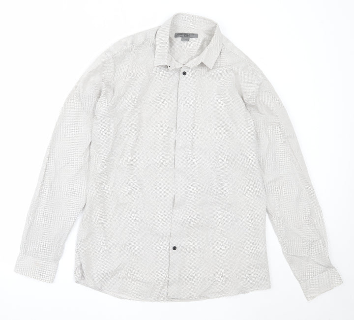 Cedar Wood State Mens Ivory  Cotton  Button-Up Size 16 Collared