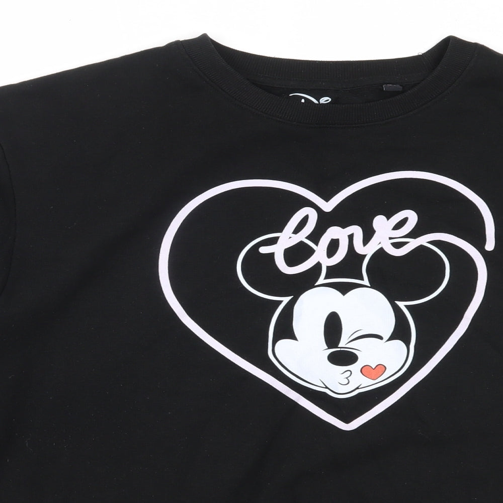 Disney Womens Black  Cotton Pullover Sweatshirt Size 12   - mickey mouse