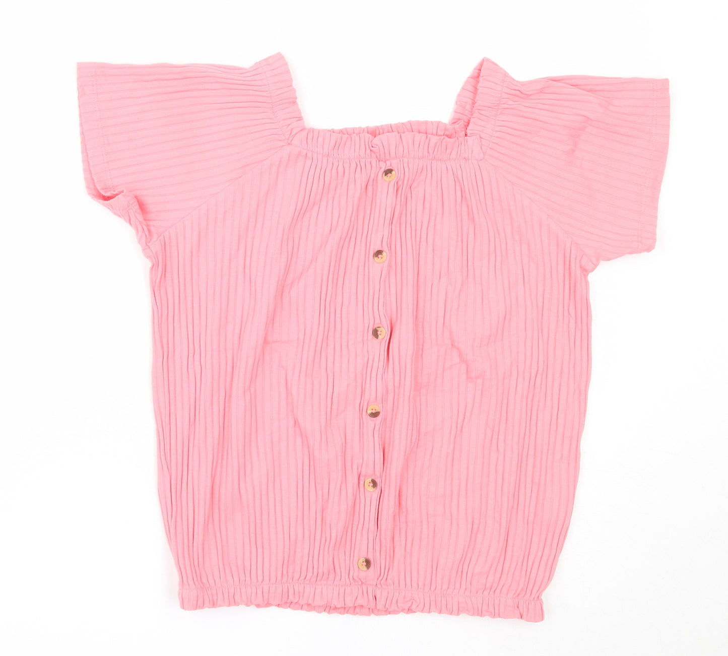 George Girls Pink  Cotton Basic T-Shirt Size 12-13 Years Square Neck