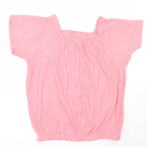 George Girls Pink  Cotton Basic T-Shirt Size 12-13 Years Square Neck