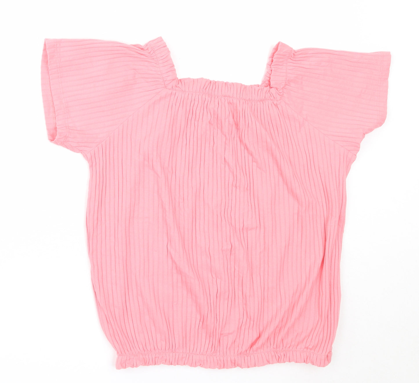 George Girls Pink  Cotton Basic T-Shirt Size 12-13 Years Square Neck