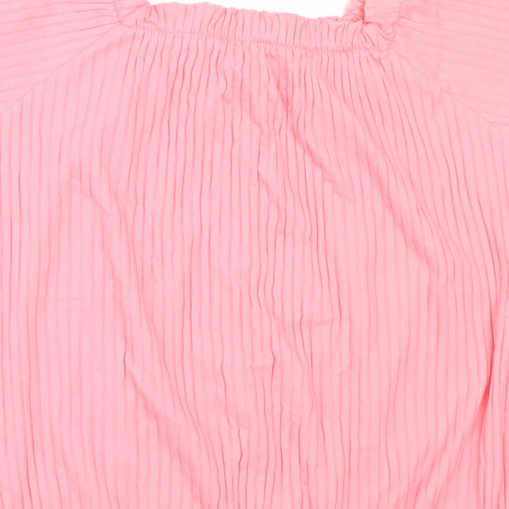 George Girls Pink  Cotton Basic T-Shirt Size 12-13 Years Square Neck