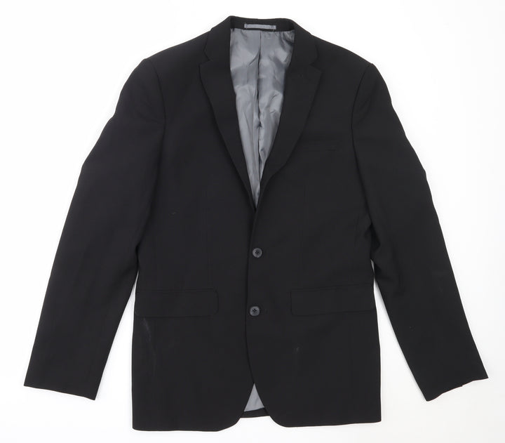 Cedar Wood State Mens Black  Polyester Jacket Blazer Size 36