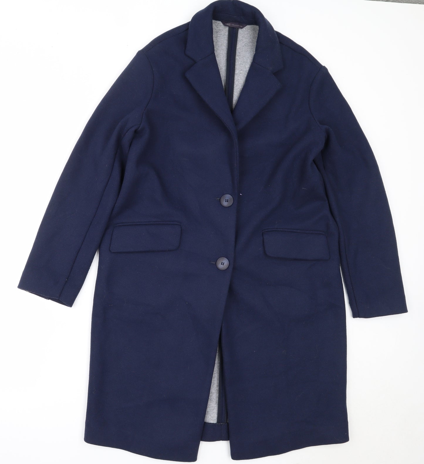 Marks and Spencer Womens Blue   Overcoat Coat Size 10