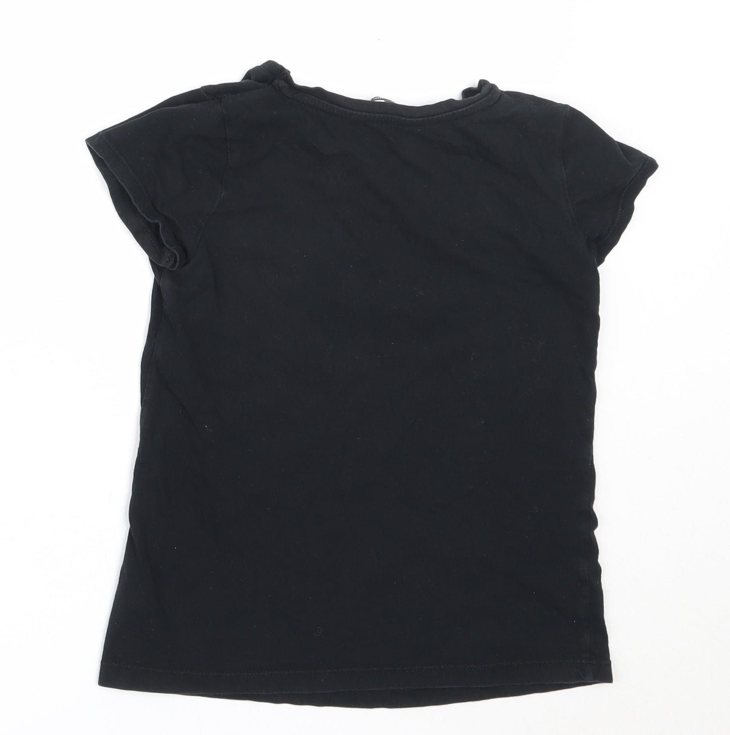 George Girls Black  Cotton Basic T-Shirt Size 7-8 Years Round Neck
