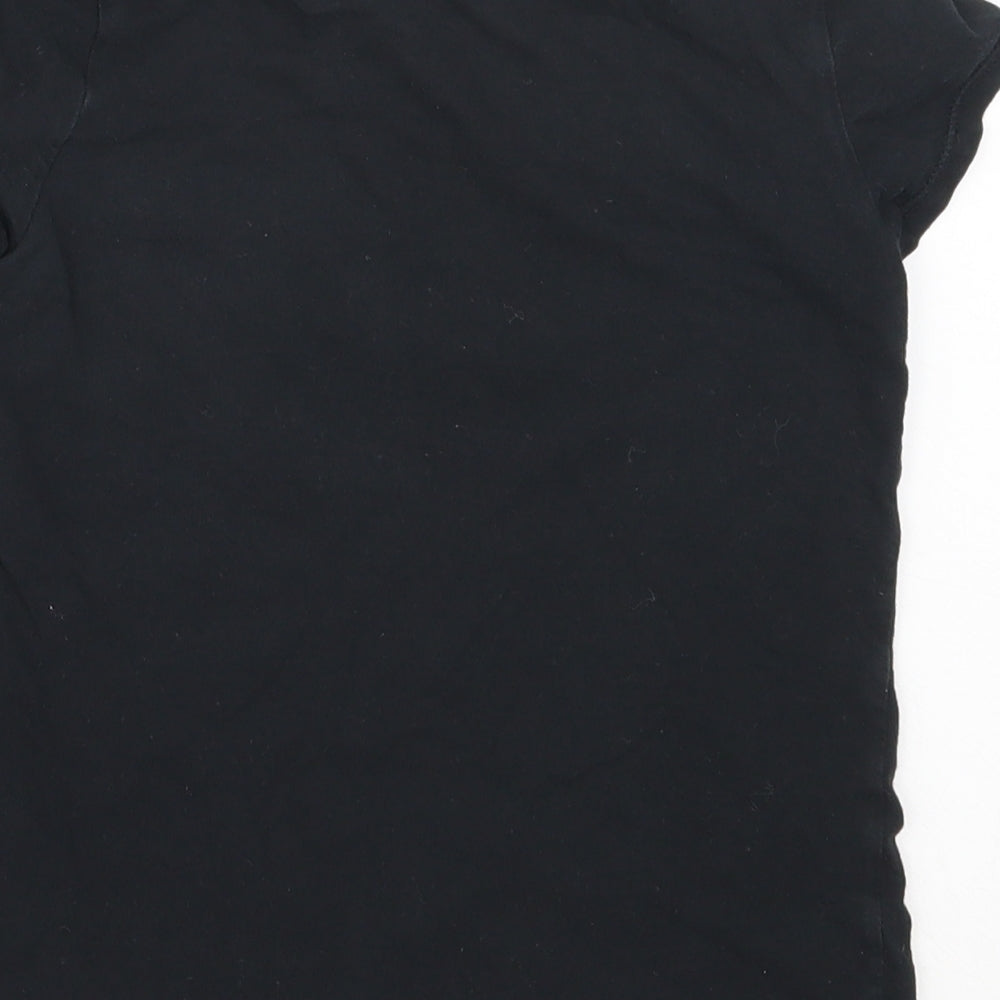 George Girls Black  Cotton Basic T-Shirt Size 7-8 Years Round Neck