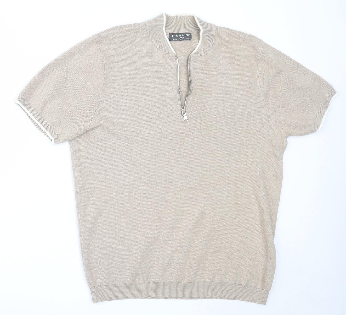 Primark Mens Beige Round Neck  Cotton Pullover Jumper Size L