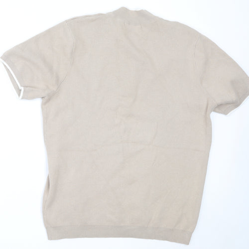 Primark Mens Beige Round Neck  Cotton Pullover Jumper Size L