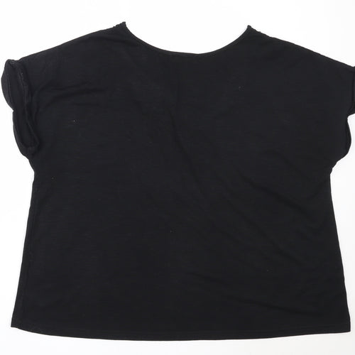 Emreco Womens Black  Polyester Basic T-Shirt Size 20 Round Neck