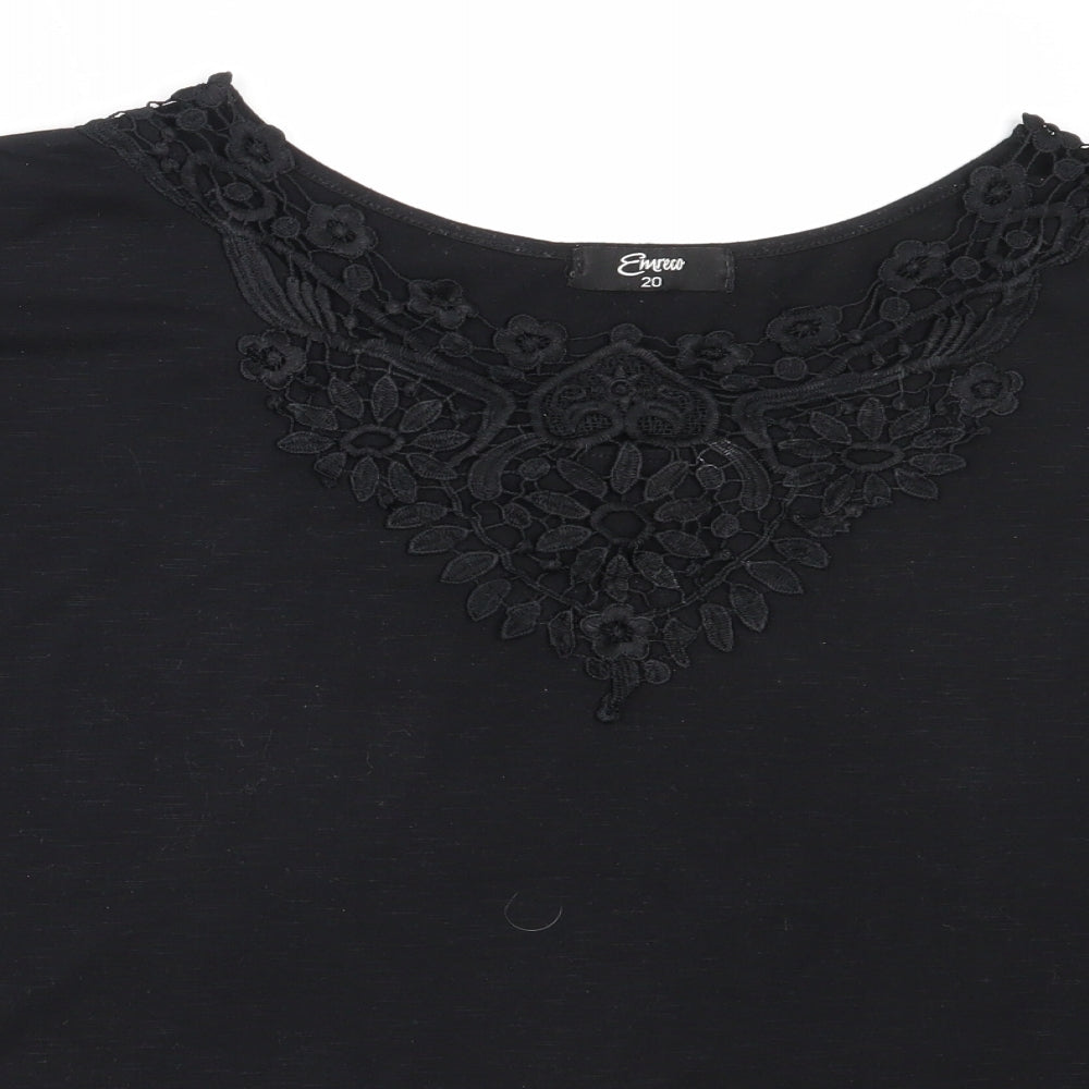 Emreco Womens Black  Polyester Basic T-Shirt Size 20 Round Neck