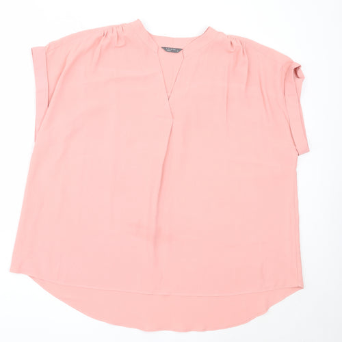 Papaya Womens Pink  Polyester Basic Blouse Size 16 V-Neck