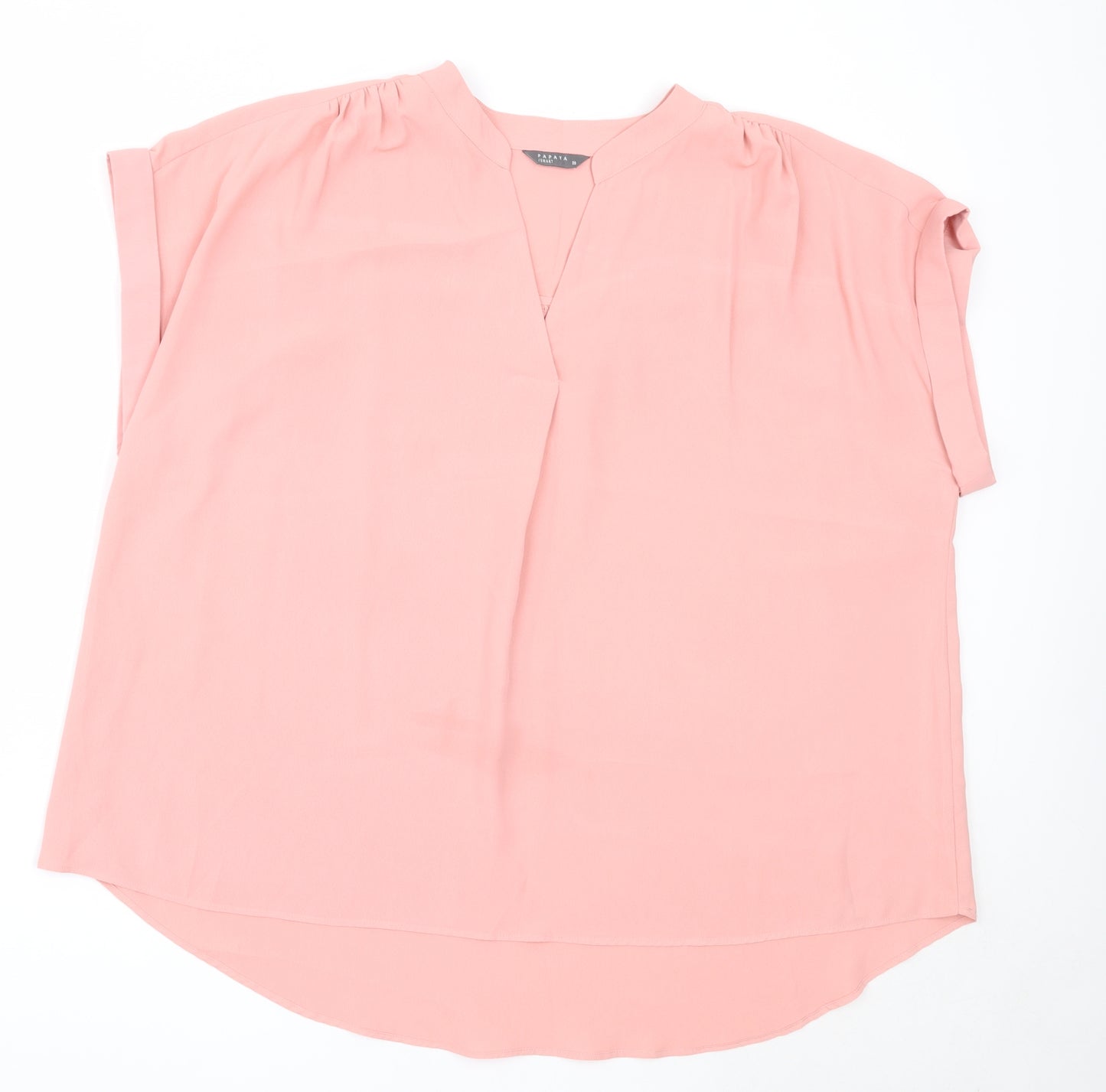 Papaya Womens Pink  Polyester Basic Blouse Size 16 V-Neck