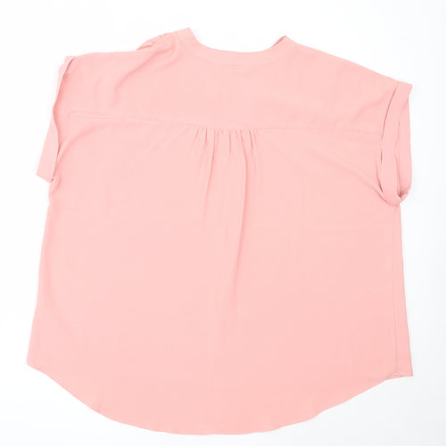 Papaya Womens Pink  Polyester Basic Blouse Size 16 V-Neck