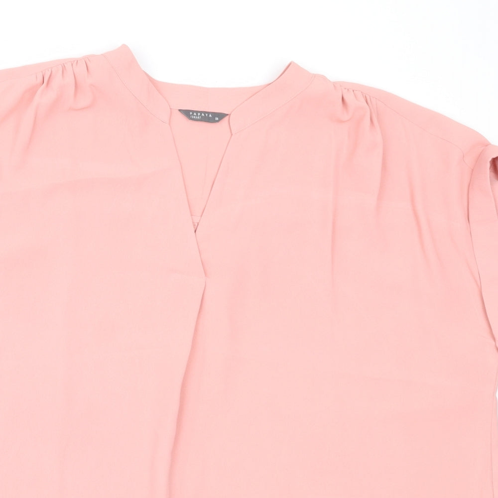 Papaya Womens Pink  Polyester Basic Blouse Size 16 V-Neck