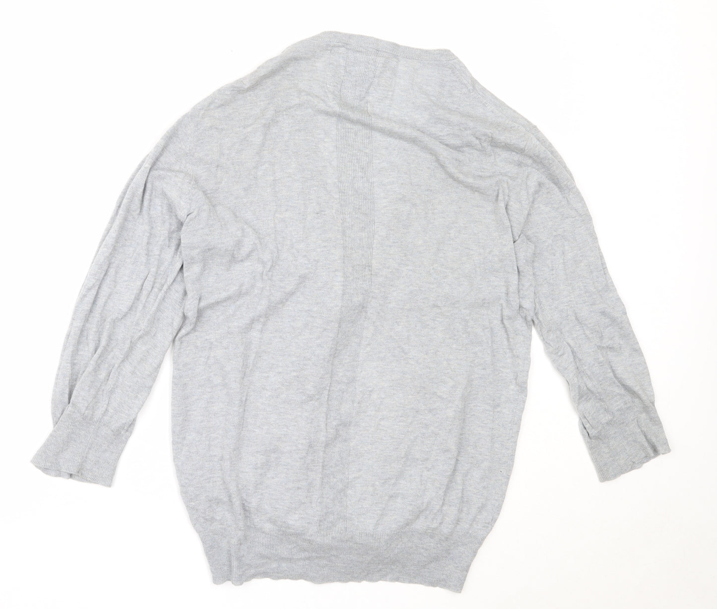 AllSaints Womens Grey V-Neck  Cotton Cardigan Jumper Size S