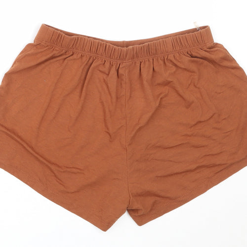 TU Womens Brown Solid Polyester Top Sleep Shorts Size 6