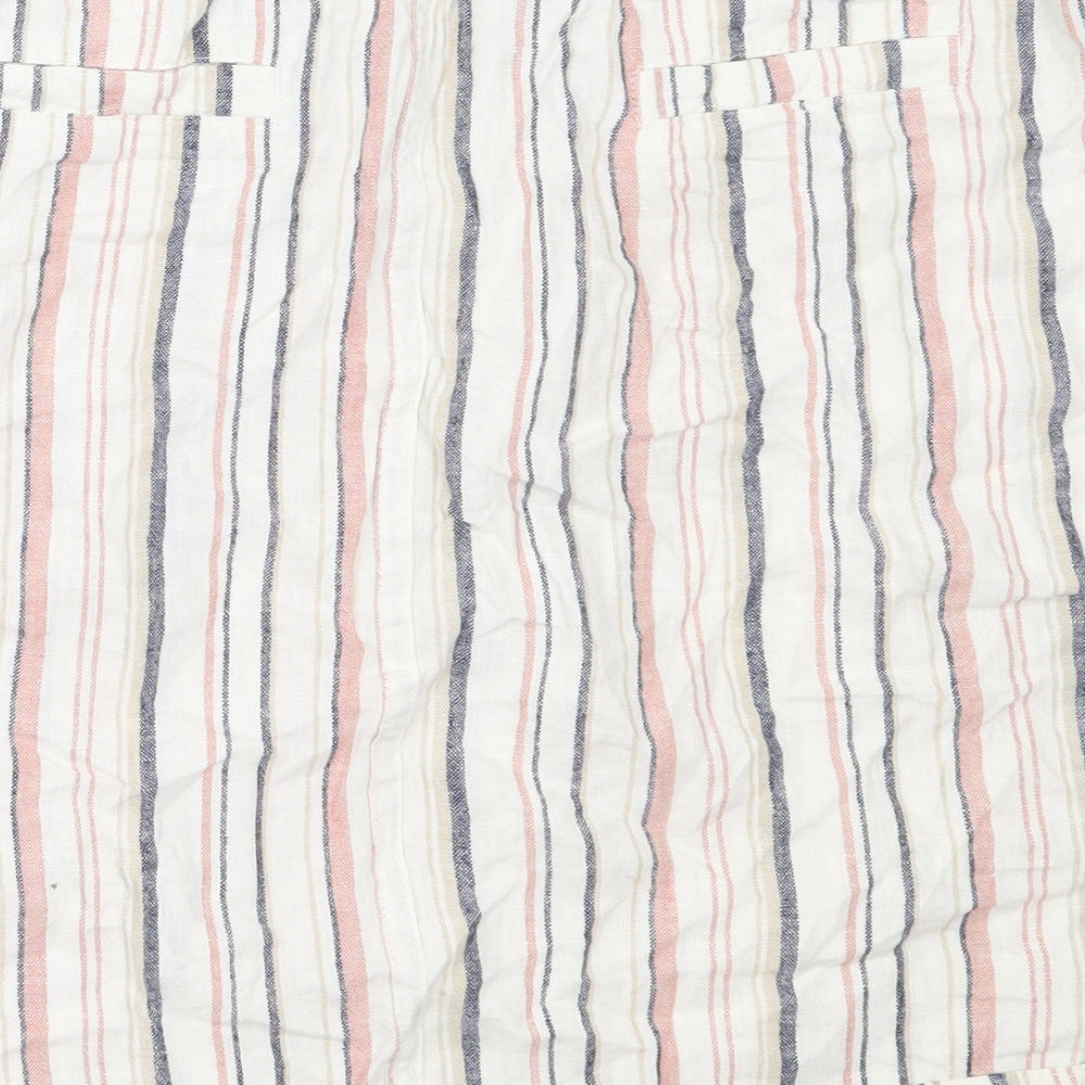 Papaya Womens White Striped Linen Mini Skirt Size 16