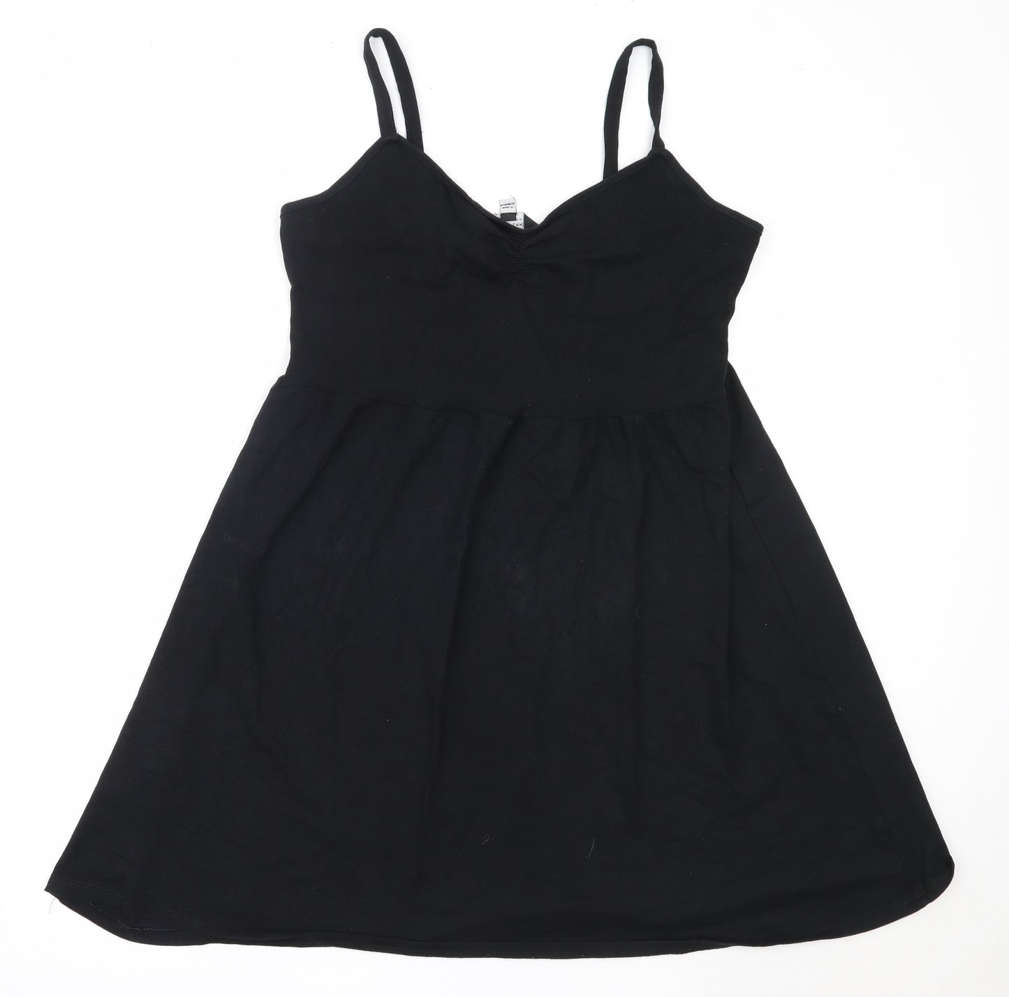 Dorothy Perkins Womens Black  Cotton Fit & Flare  Size 14  V-Neck