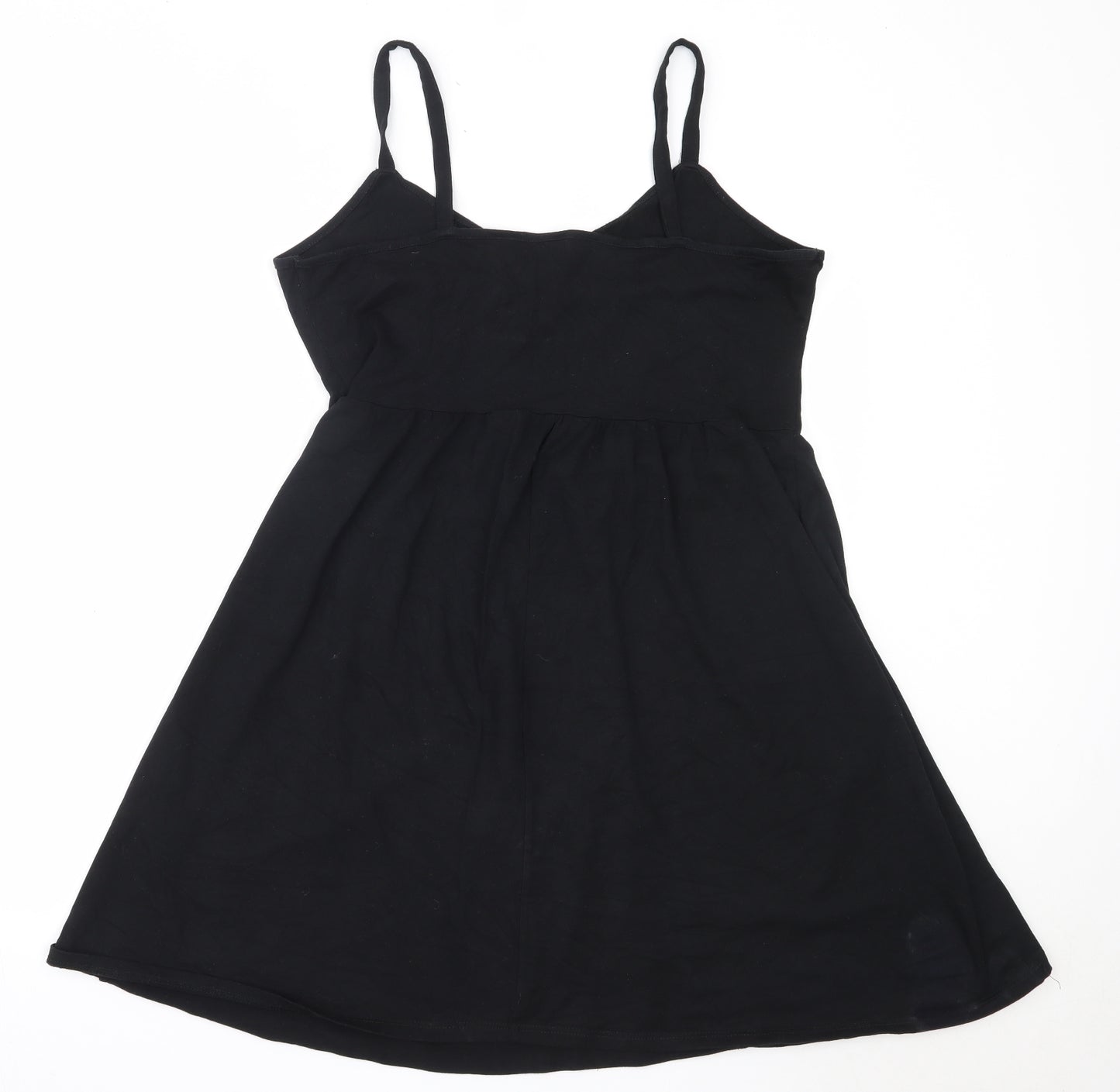 Dorothy Perkins Womens Black  Cotton Fit & Flare  Size 14  V-Neck