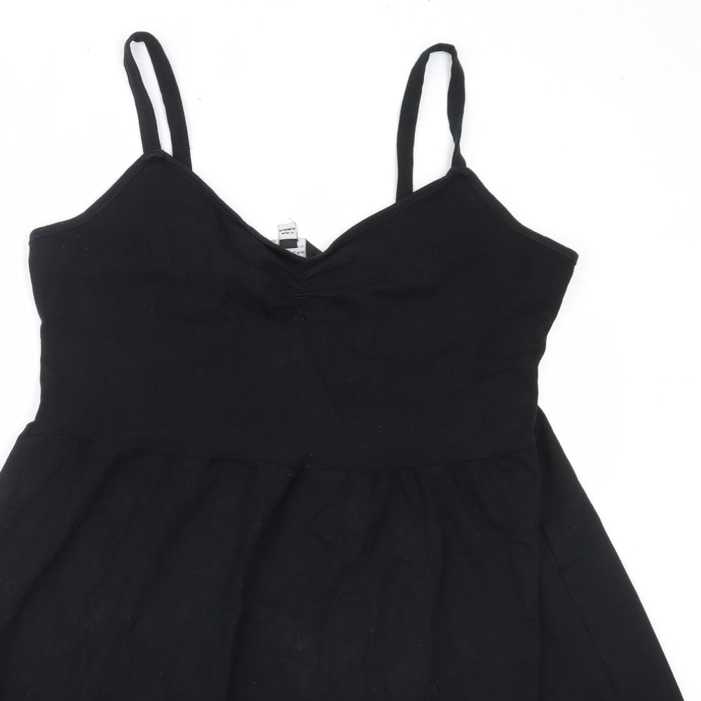 Dorothy Perkins Womens Black  Cotton Fit & Flare  Size 14  V-Neck