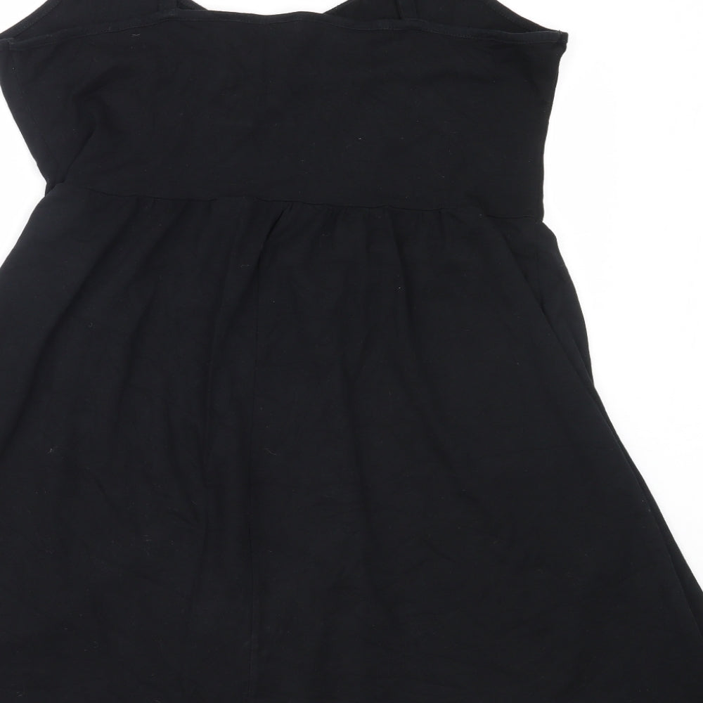 Dorothy Perkins Womens Black  Cotton Fit & Flare  Size 14  V-Neck